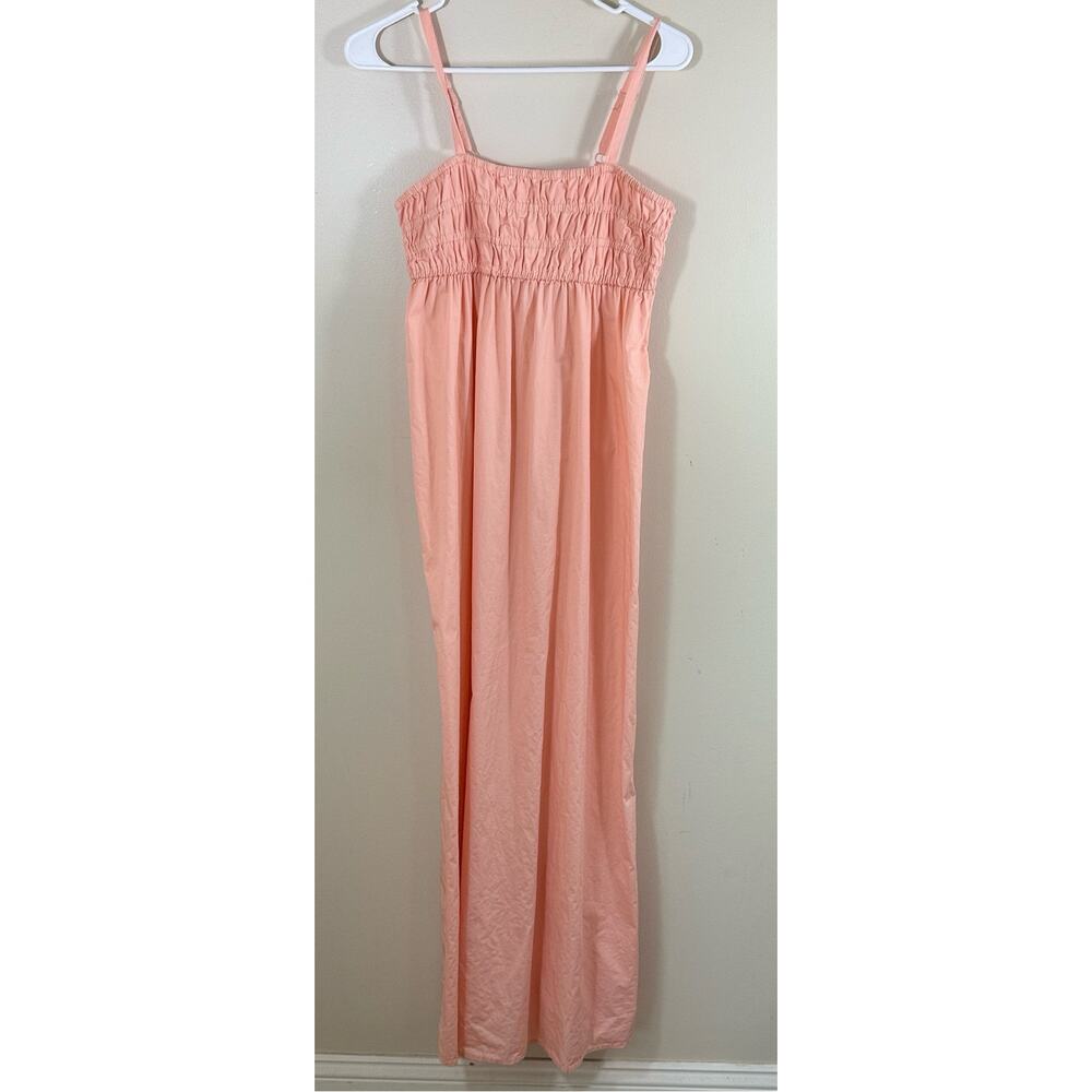Peach Cottagecore Smocked Maxi Dress Boho Sundress Fairycore